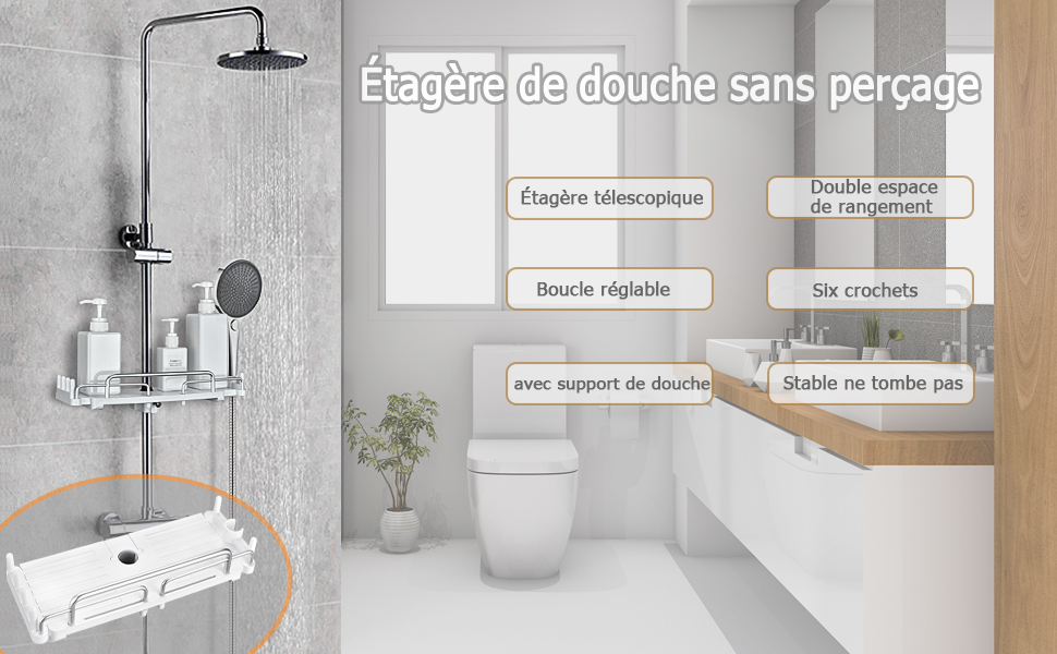 Étagère de douche réglable