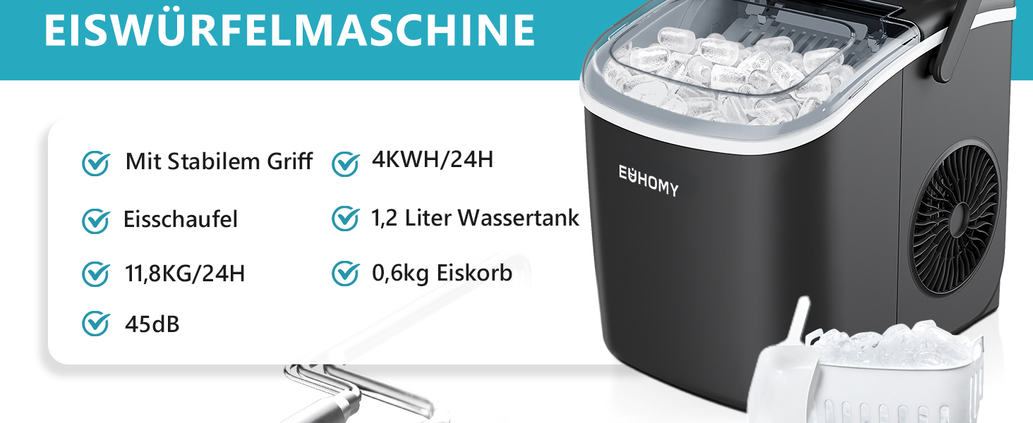 EUHOMY Eiswürfelmaschine Klein