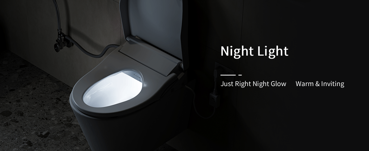 Text reads 'Night Light'. Dark background product images showing illuminated lighting fixture with soft glow effect.