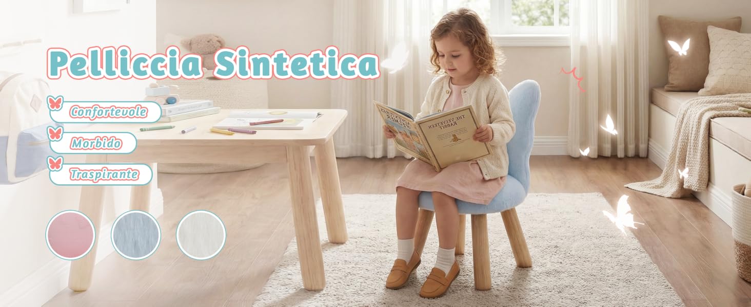Serie di immagini che mostrano bambini che giocano e studiano in un ambiente domestico luminoso e moderno con mobili.