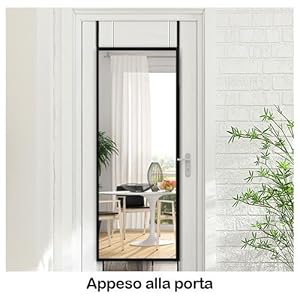 Costway Specchio a figura intera 155x37cm con struttura di legno, Specchio  moderno per camera da letto salone ingresso Nero>