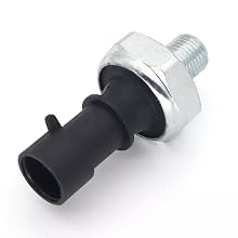 Automotive pressure sensor with hexagonal metal base and black plastic connector. Features threaded metal stem and cylindrical plastic body for electrical connection.