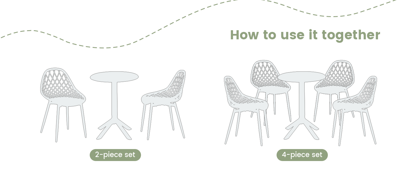 Schéma d'instructions d'assemblage du meuble montrant le processus étape par étape pour connecter des pièces de chaise ou de table à des composants étiquetés.