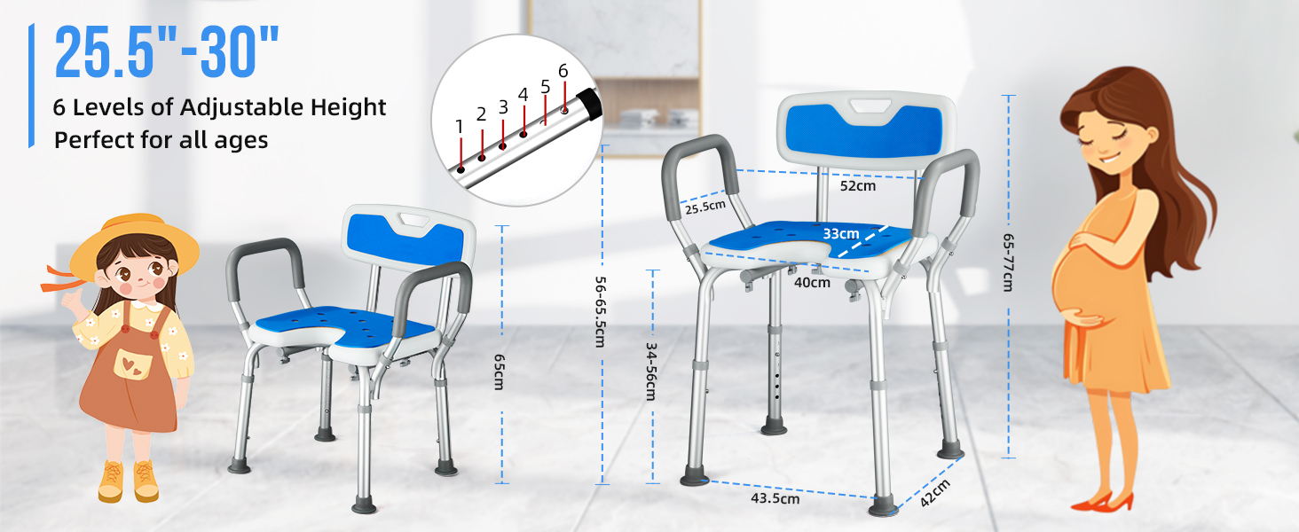 Chaise de Salle de Bain Tabouret de Douche Hauteur Réglable Siège de Douche Antidérapant Charge 180 