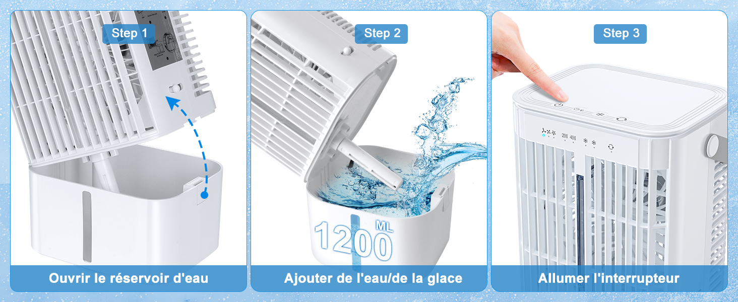 Climatizzatore mobile mini refroidisseur d'air à économie d'énergie avec grand réservoir d'eau