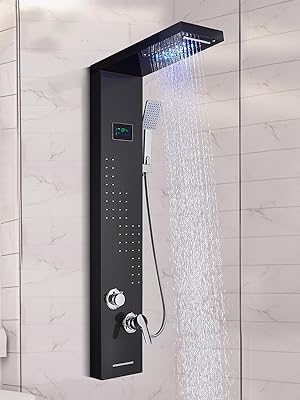 Rozin LED Shower Panel Tower System Black