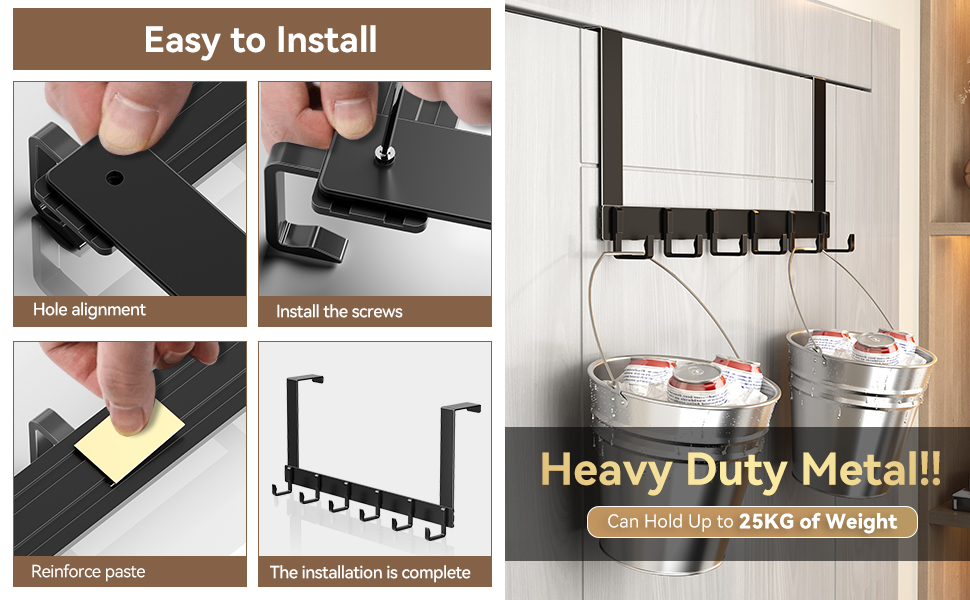 Door hooks - Black hooks for bathtub shelf