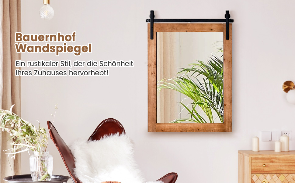Rechteckiger Spiegel mit Holzrahmen