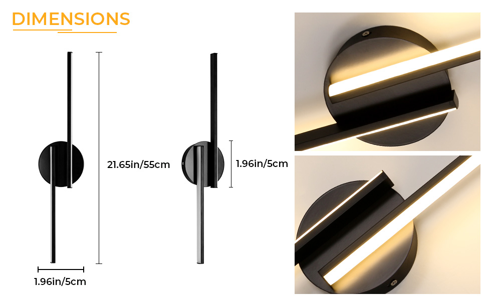 applique murale interieur led moderne chambre noir cuisine