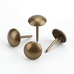 Kingrol 500PCS Upholstery Tacks Decorative Nailhead Trim, 7/16&amp;#34; Antique Brass Furniture Nails