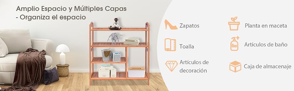  Estante de Zapatos de Bambú