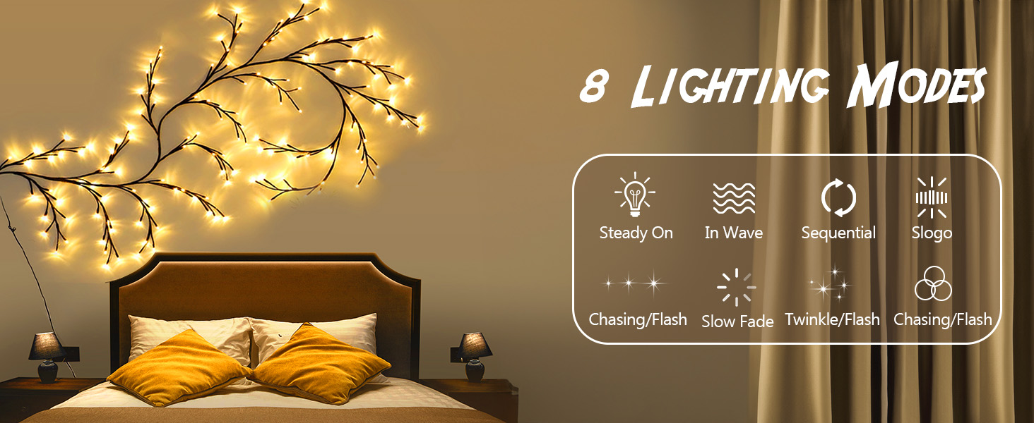 Arbres Lumineux LED, Illuminated Murale Interieur Vine Décoration,8 modes lumières des arbres,144