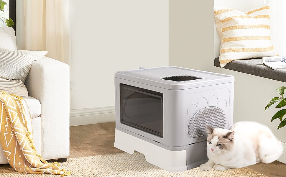 bac à litière chat lapin xxl design anti odeur fermée angle autonettoyante xl haut angle grande