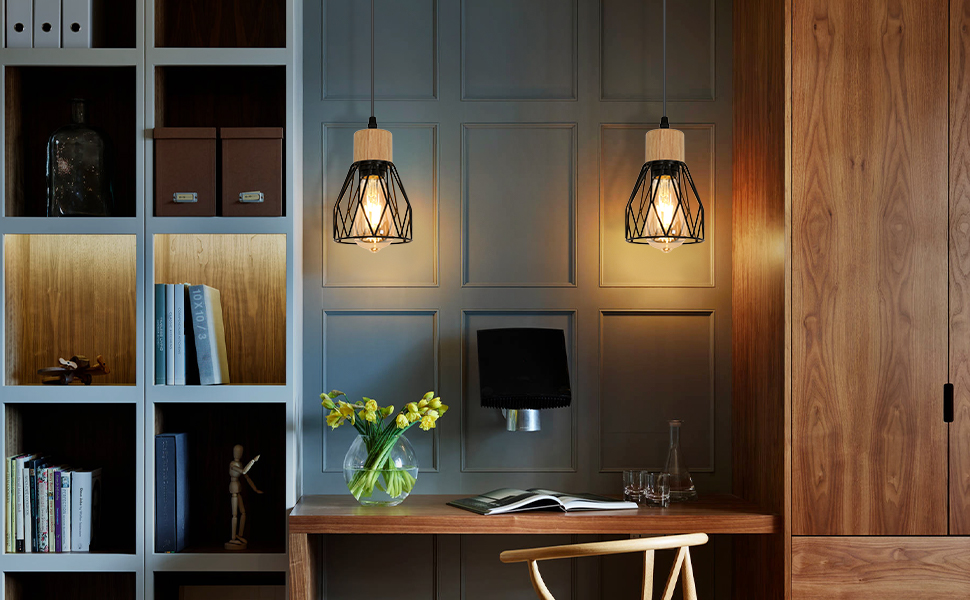 lampada a sospensione in legno