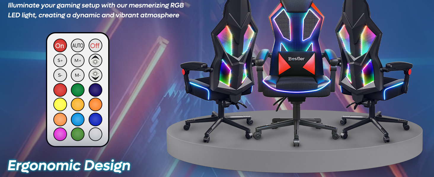 Fauteuil de gaming Bestier en tissu maille respirant à dossier haut