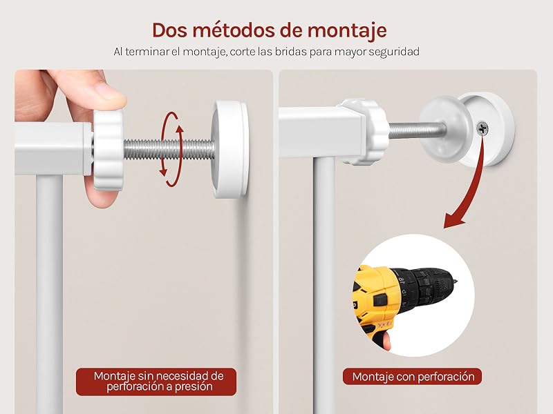 El texto dice «Dos métodos de montaje». Guía de instalación que muestra las instrucciones de montaje paso a paso para un aparato doméstico o electrodoméstico.