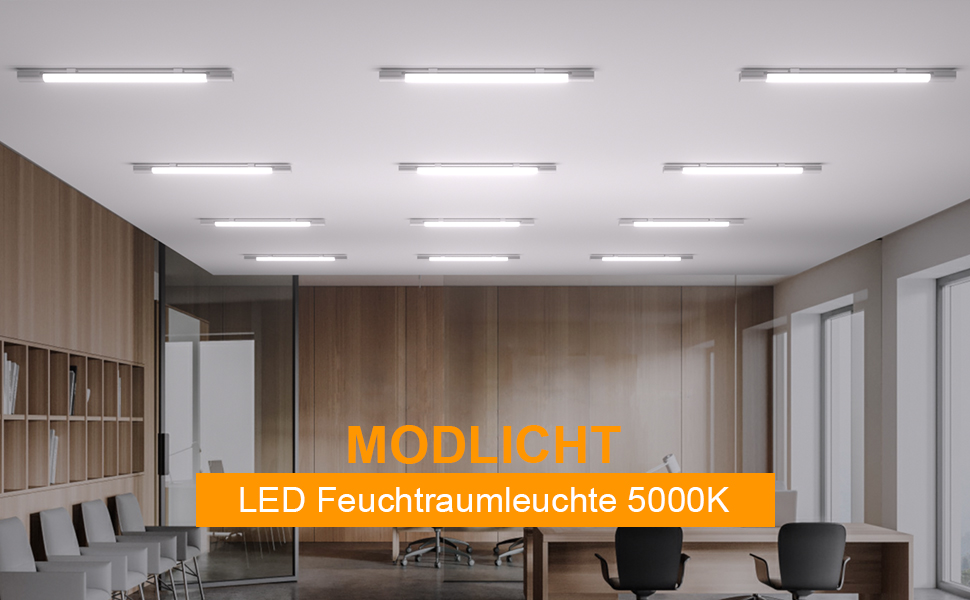 Modlicht LED Feuchtraumleuchte 5000K Grau
