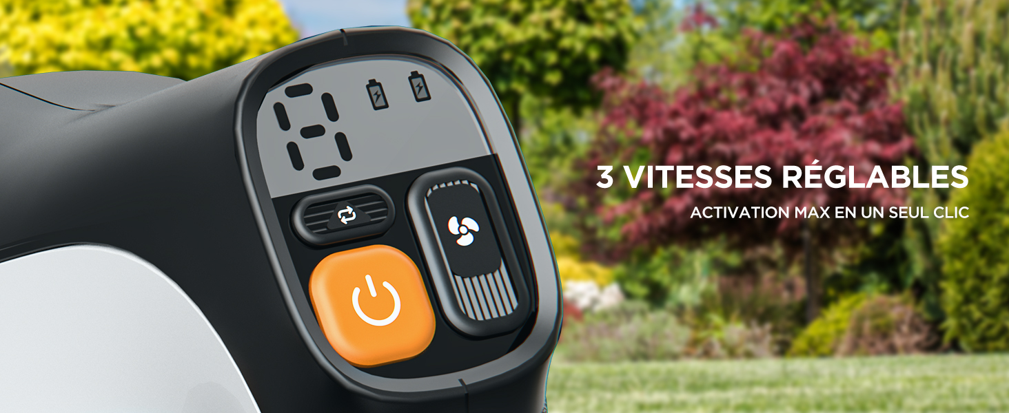 Vues rapprochées de ce qui semble être un appareil électronique muni de boutons et d'un écran d'affichage, présenté dans un jardin extérieur.
