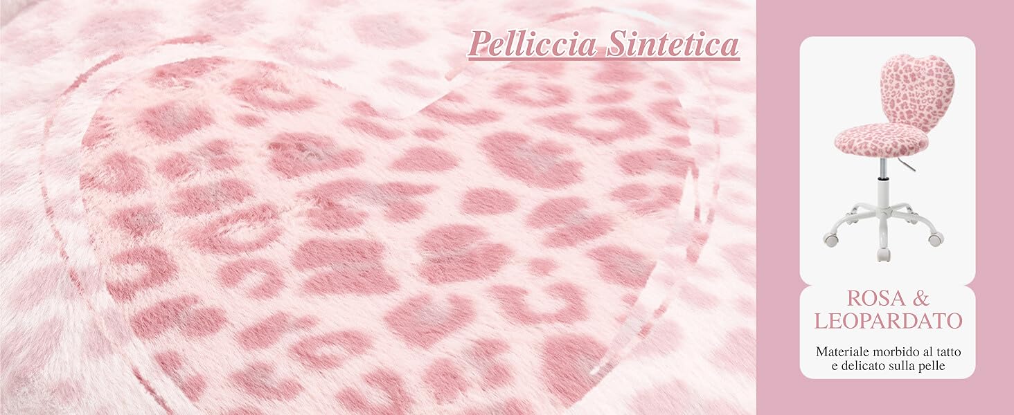Il testo recita «Pellicea Silirica». Design colorato di rosa con motivo astratto ripetuto con l'icona della sedia da ufficio, che crea una trama decorativa di sfondo.