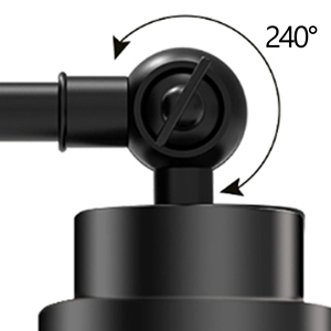 noir avec capacité de rotation à 240 degrés, doté d'une base cylindrique et d'un bras articulé