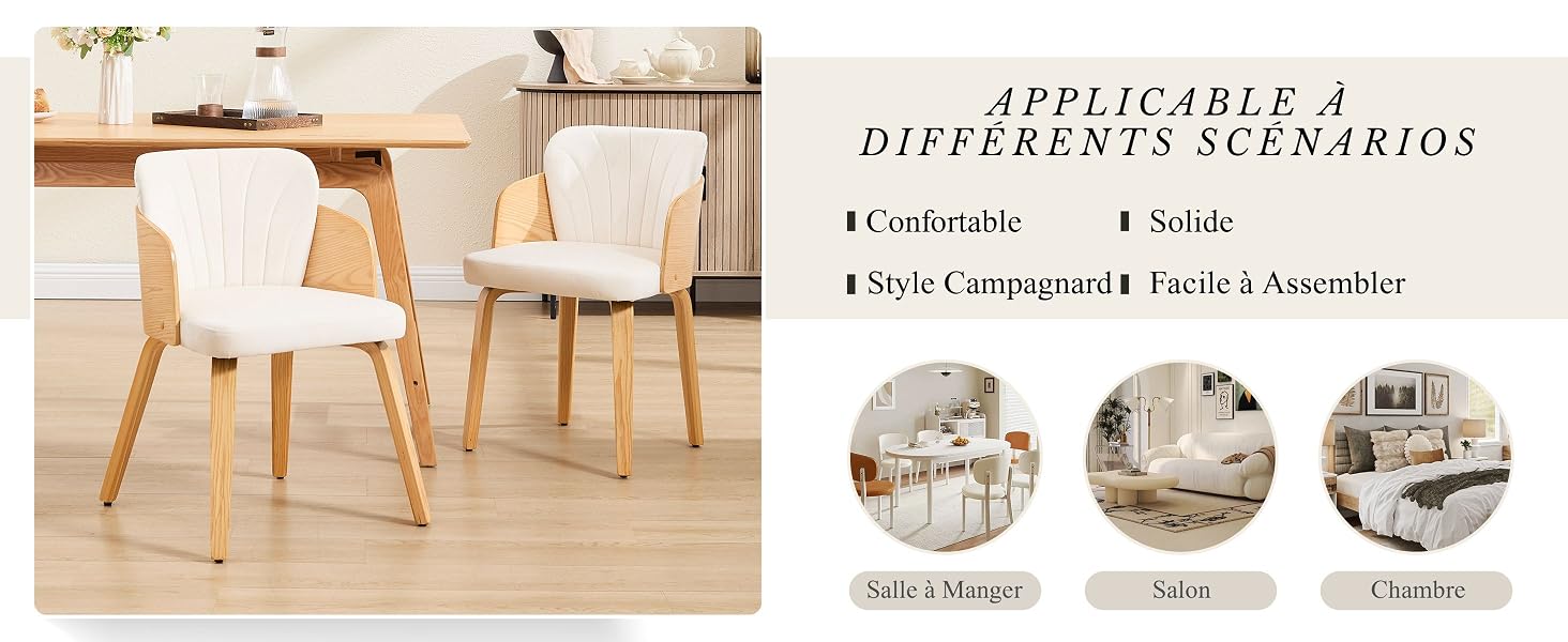 Chaise de salle à manger avec pieds en bois