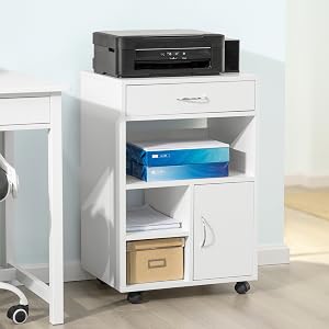SoBuy FRG12-W Meuble de Rangement Cuisine Roulant Chariot de Cuisine de Service Micro-Ondes Dess...