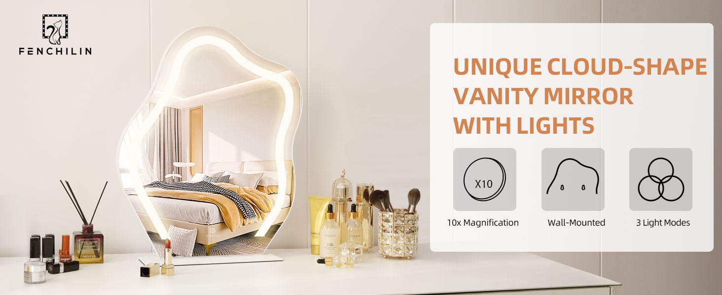Unique cloud-shape vanity mirror with lights