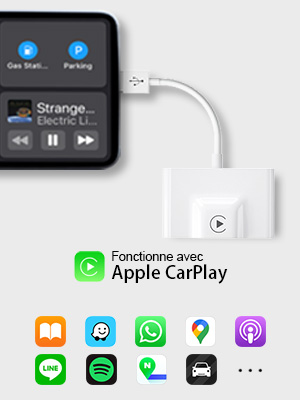 Adaptateur CarPlay sans Fil pour iPhone, Adaptateur Voiture sans Fil iPhone Carplay