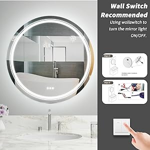 miroir salle de bain led rond 60cm mural lumineux