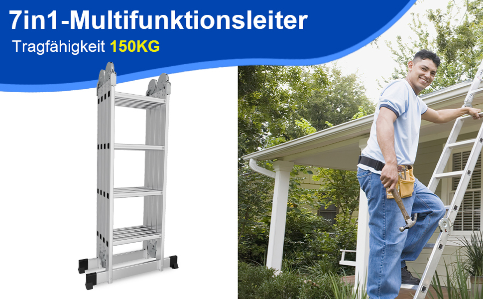 Échelle multifonction 7 en 1 en aluminium 4 x 4 - 470 cm