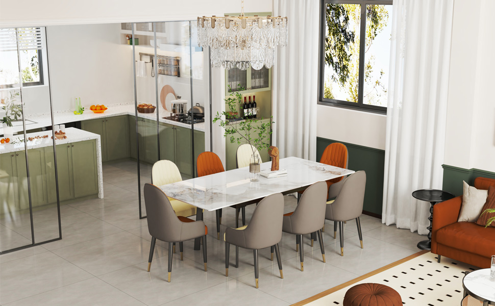 FATIVO 2pz Sedia Sala da Pranzo in pelle imbottite, beige