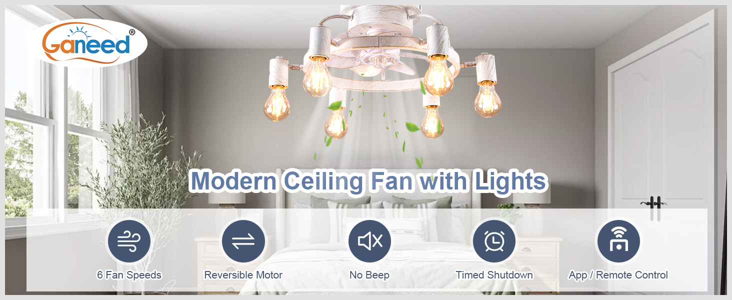 Farmhouse Rustic Industrial Ceiling Fan with Lights