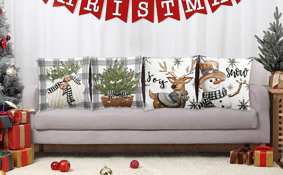 Kissenbezug Weihnachten Satz Von 4 