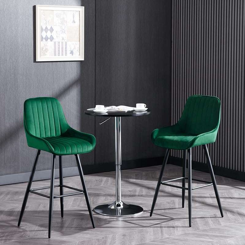 WOLTU Sgabello Alto da Bar con Schienale. Sedia Moderna con Poggiapiedi Quadrato