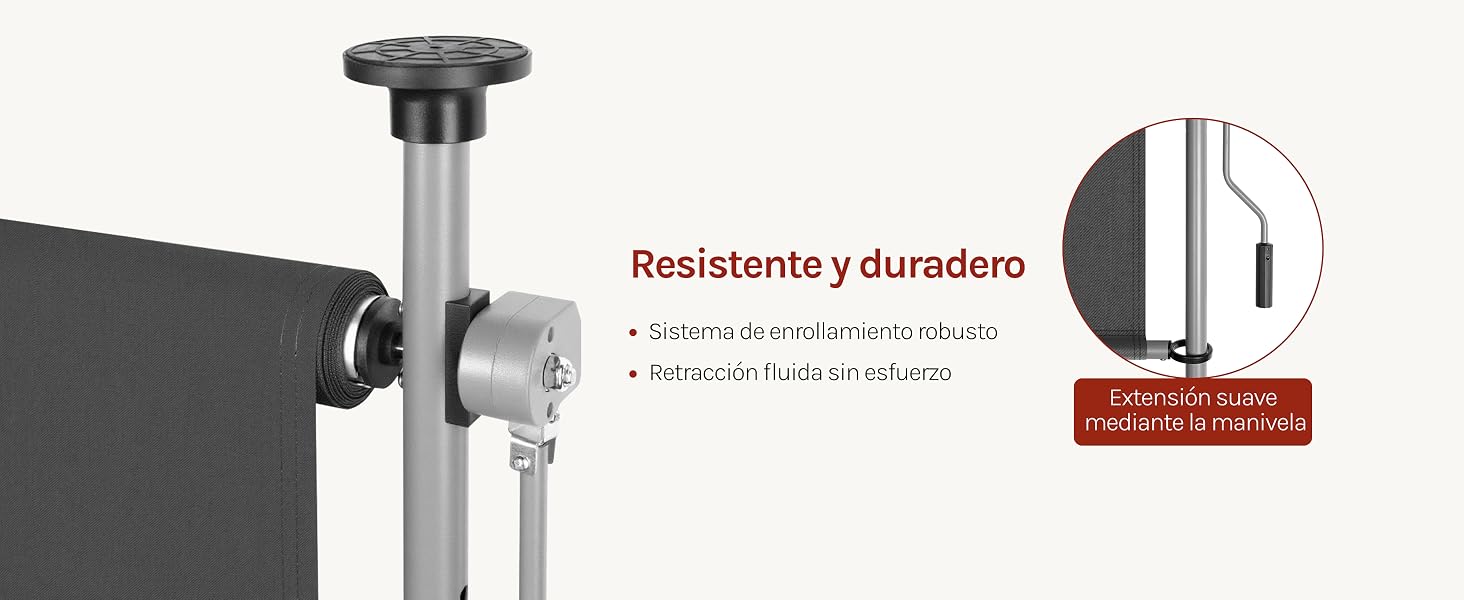 El texto dice «Resistentes y duradero». Diagrama técnico que muestra la instalación del soporte de montaje para un radiador o panel con especificaciones dimensionales.