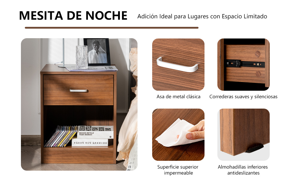 Mesita de Noche Moderna con Cajón