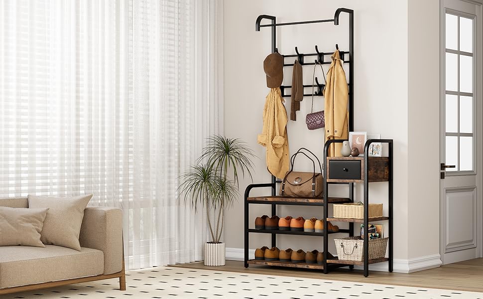  Hall Tree with Shoe Bench