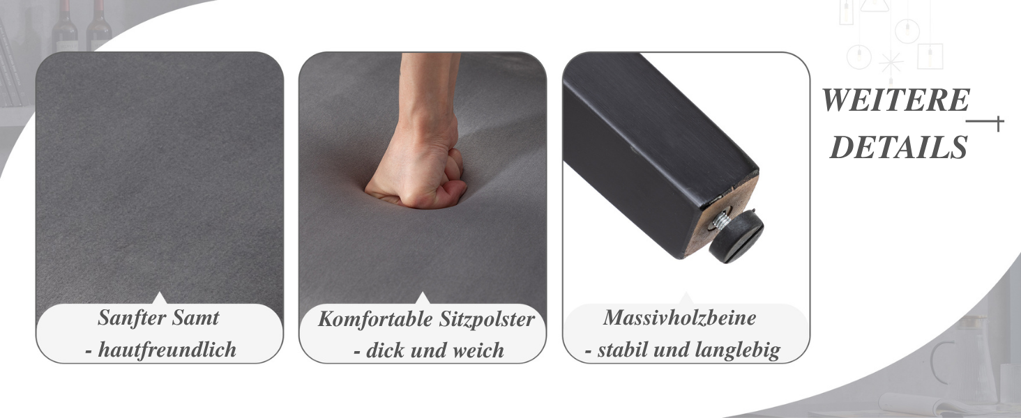 Dreiteiliges Bild einer grauen Yogamatte. Die Paneele zeigen eine strukturierte Oberfläche, das Drücken des Fußes auf die Matte zeigt, dass sie weich ist, und die aufgerollte Matte mit Riemen