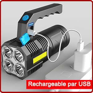avec poignée pistolet, dotée de plusieurs ampoules LED, d'une capacité de recharge USB et d'une fonction de banque d'alimentation intégrée