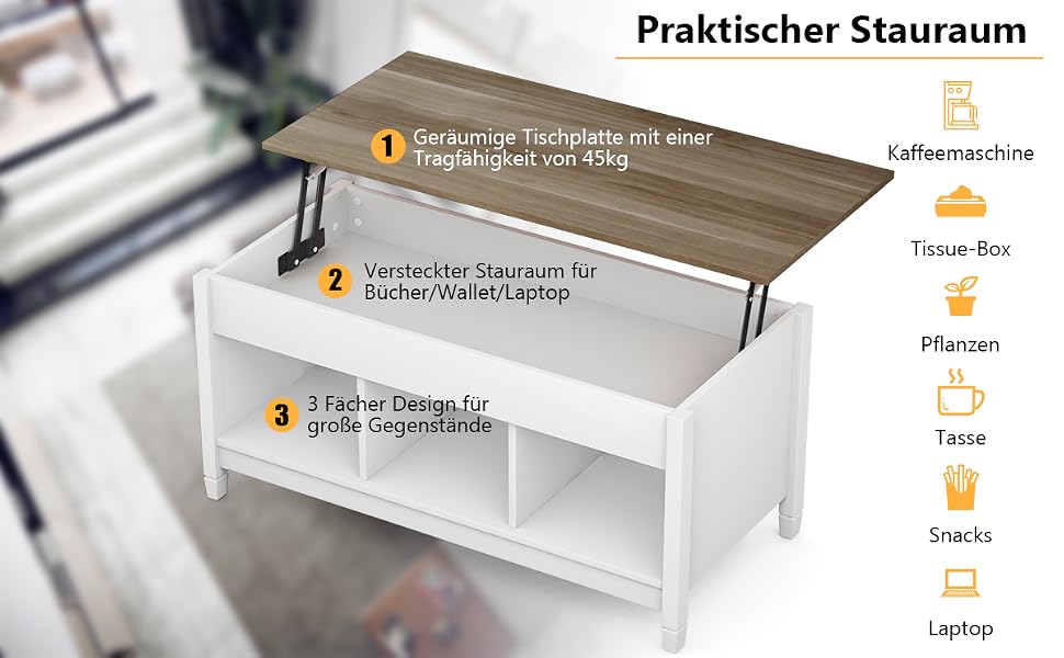 cocktailtisch wohnzimmertisch stauraum Beistelltisch Kaffeetisch Holztisch Salontisch Clubtisch