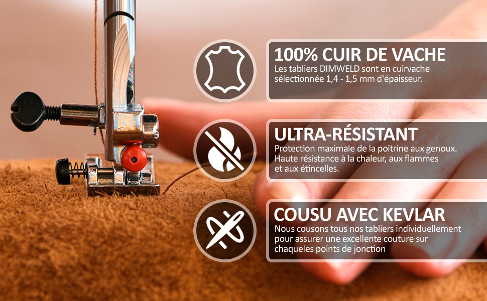cuir vache ultra resistant cousu avec kevlar
