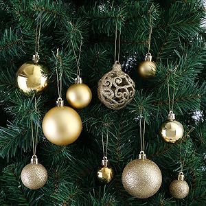 Golden Christmas baubles gold Christmas tree decorations holiday ornaments garlands shiny matte
