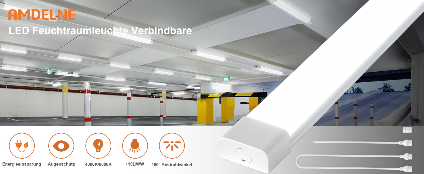 Die Benutzeroberfläche des LED-Beleuchtungssystems zeigt Steuersymbole für Helligkeit, Sensoren und Automatisierung in der Parkhauseinstellung.