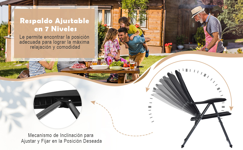 Juego de 2 Sillas de Jardín Reclinables