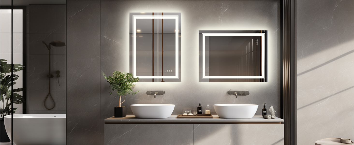 LUVODI Specchio da Bagno con LED luce da parete