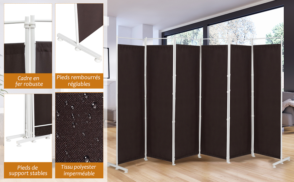 Paravent Intérieur à 4/6 Panneaux Pliable Détachables