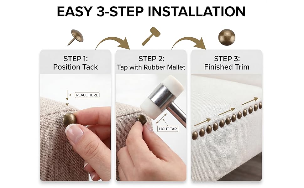 Kingrol 500PCS Upholstery Tacks Decorative Nailhead Trim, 7/16&amp;#34; Antique Brass Furniture Nails