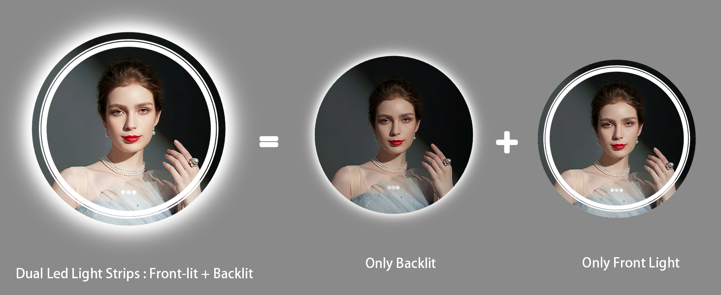 LUVODI Rotondo Specchio da bagno con LED da Parete Specchio Bagno Retroilluminato e Frontale luce