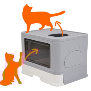 bac à litière chat lapin xxl design bois tapis de litière auto-pack self-cleaning litter box