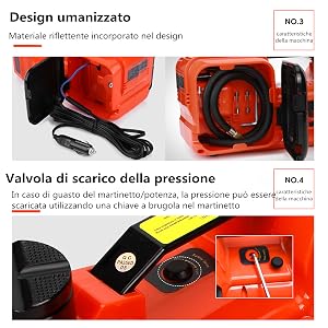 Cric Electric Idraulico con Inflator per Cambio Pneumatici